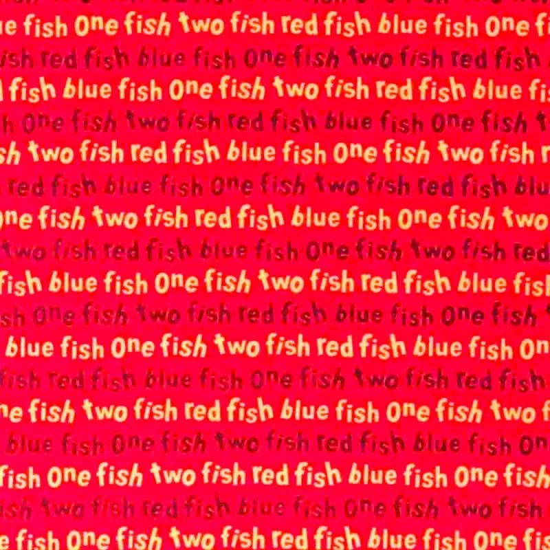 One Fish Two Fish Cotton, Dr. Seuss Kids Children's Book Words on Red