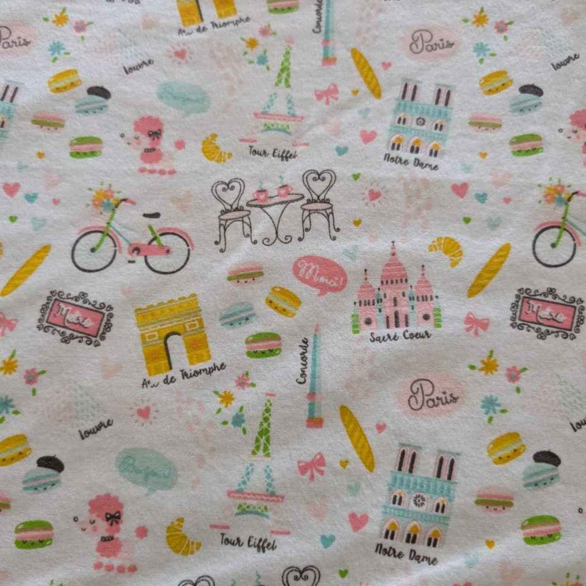 Paris Adventure Cotton Flannel Fabric – 100% Cotton