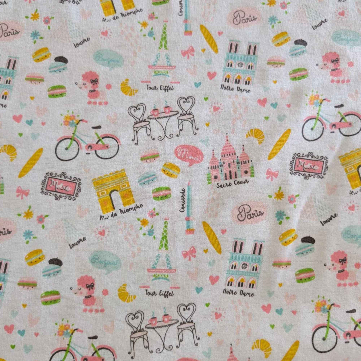 Paris Adventure Cotton Flannel Fabric – 100% Cotton
