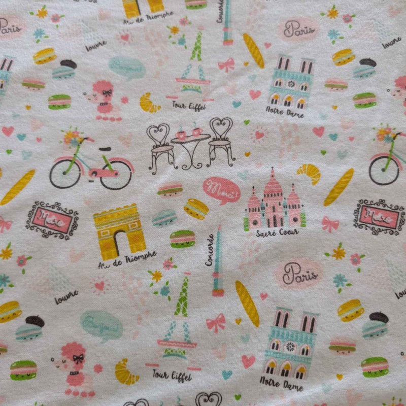 Paris Adventure Cotton Flannel Fabric – 100% Cotton