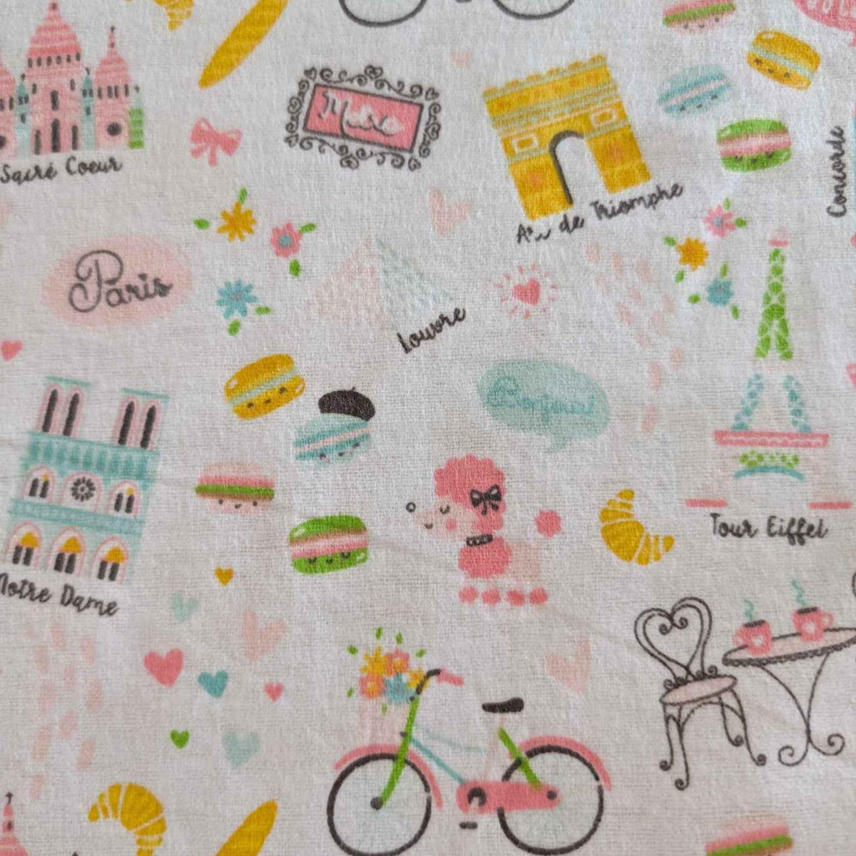 Paris Adventure Cotton Flannel Fabric – 100% Cotton