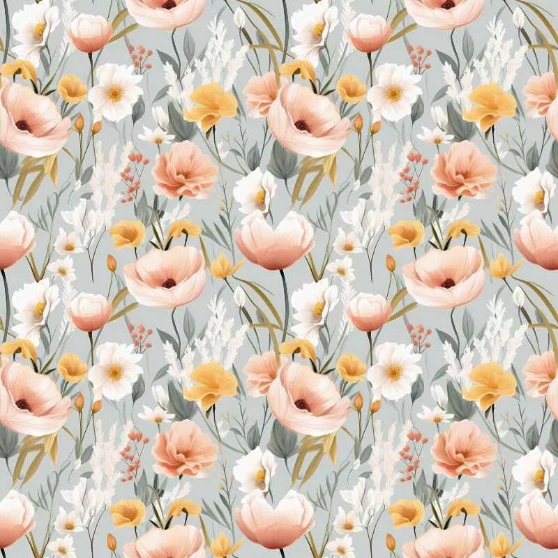 Pink Summer Florals - PUL, Laminated Polyurethane