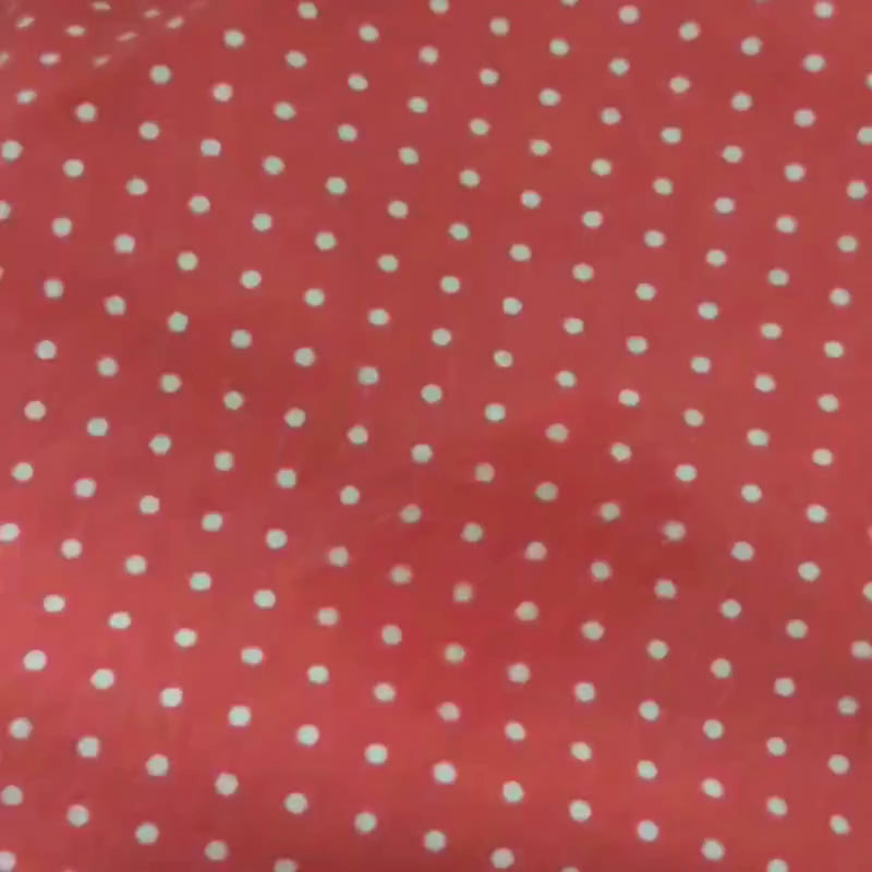 Video of Red pink Swiss dot cotton flannel fabric with white polka dots by Robert Kaufman, soft 2-ply cozy flannel