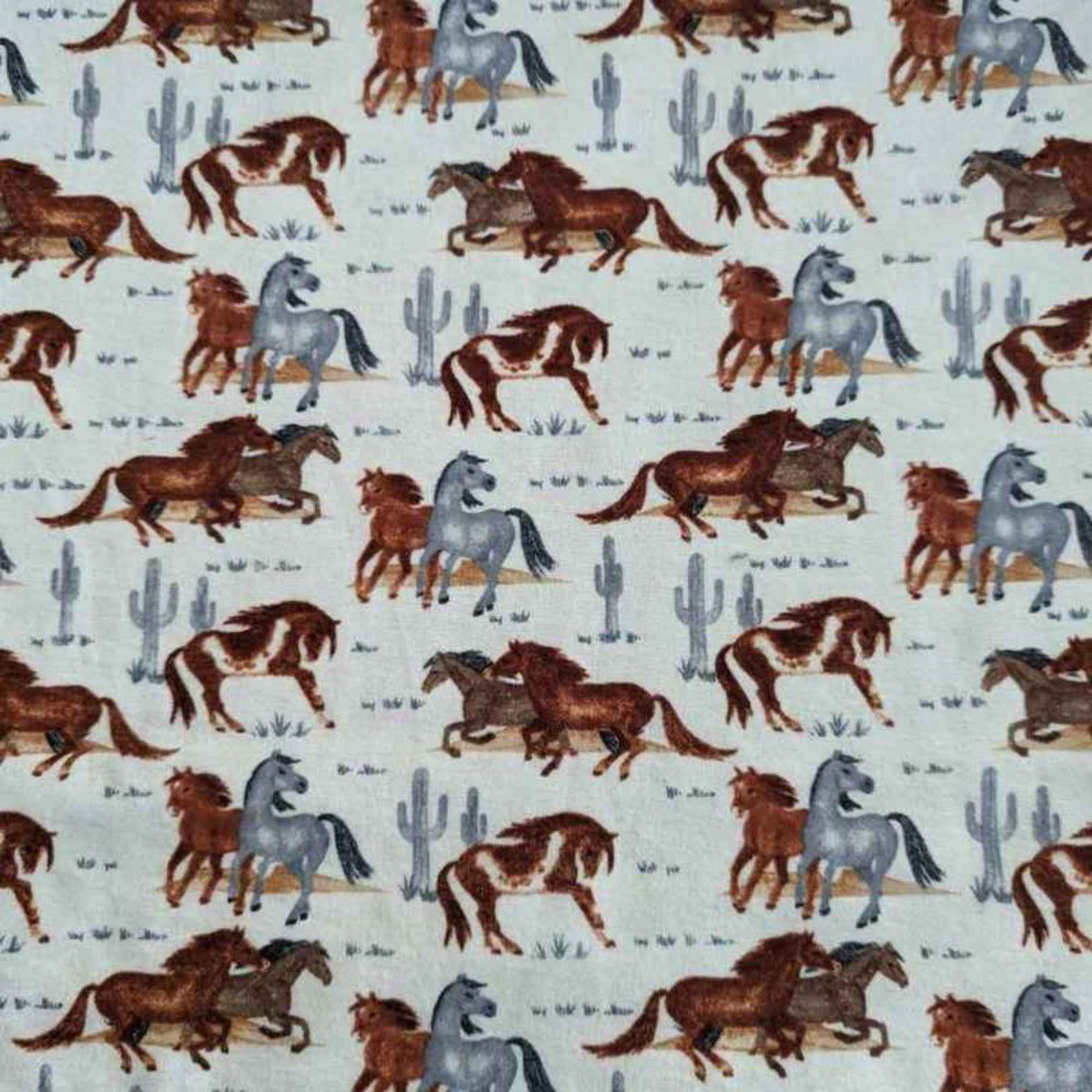 Running Horses Cotton FLANNEL | OEKO - TEX Certified | Western Cowboy