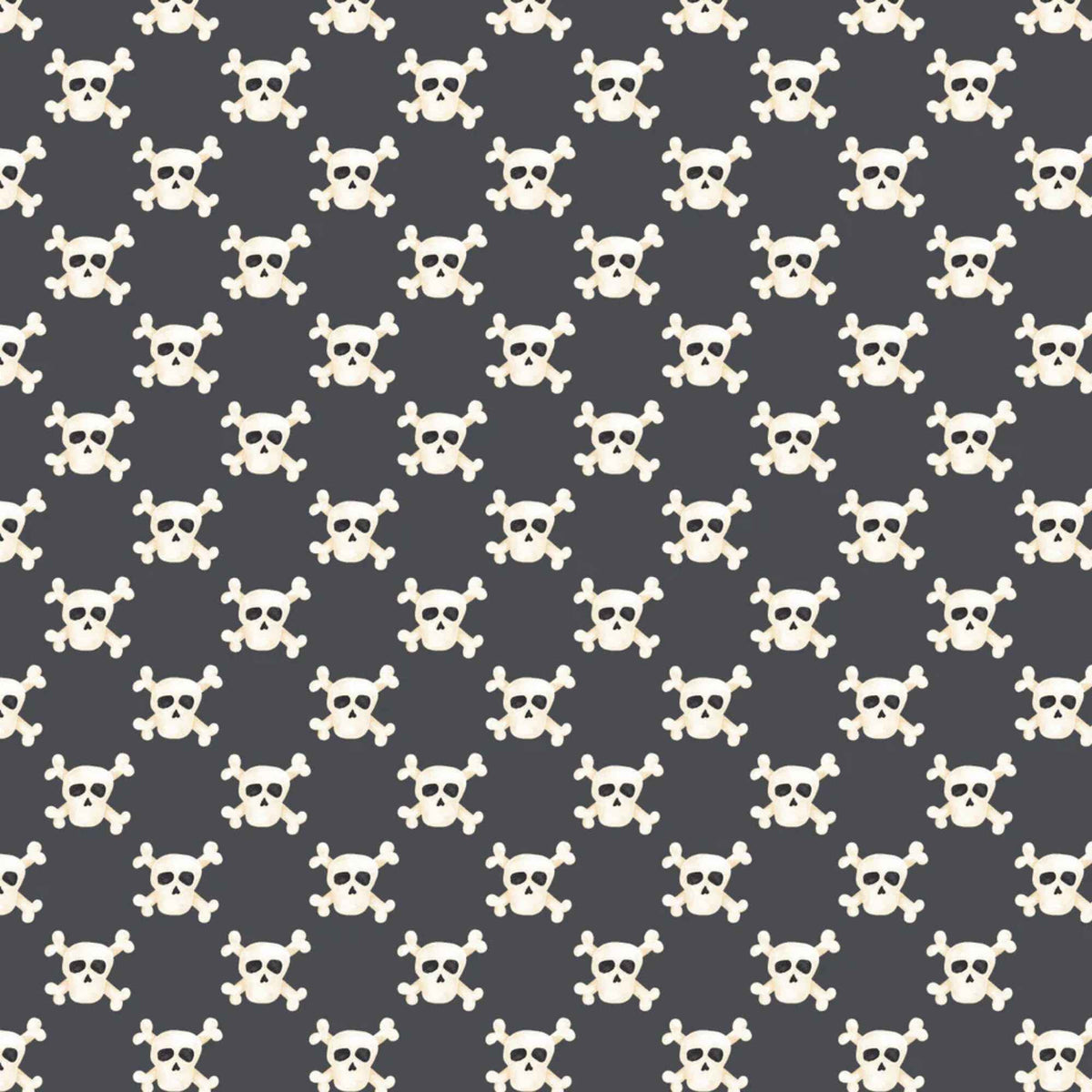 Skulls Black Cotton Flannel – Skull & Crossbones Pattern
