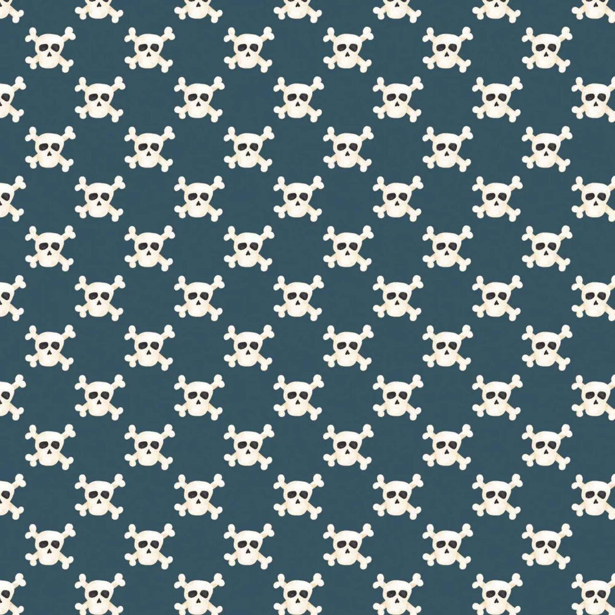 Skulls Navy Cotton Flannel – Pirate Skull & Crossbones