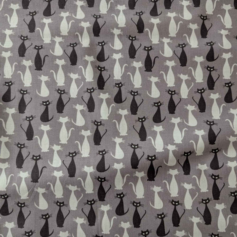 Spooky Hollow Cats Halloween Cotton Fabric – Charcoal