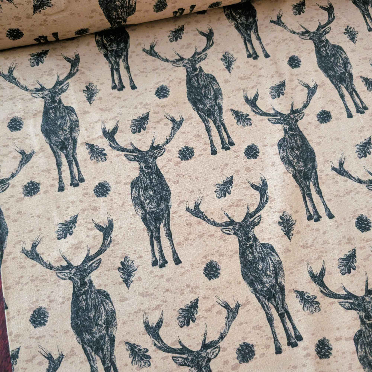 Stag Deer Cotton FLANNEL | Rustic Woodland | Soft Brushed Oeko - Tex