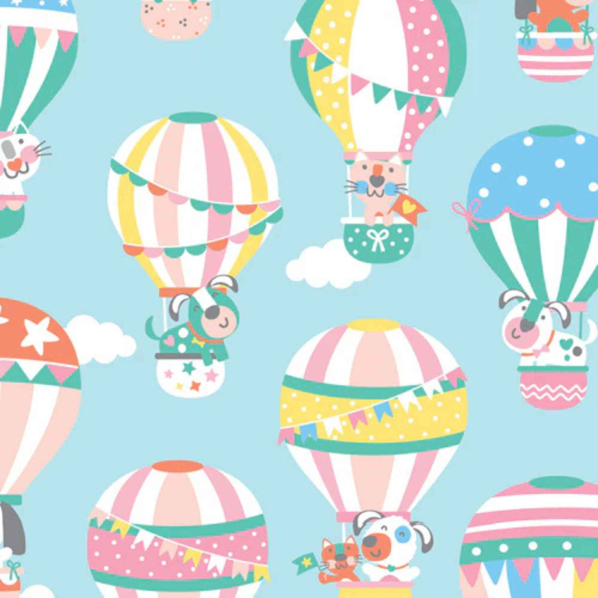 Twinkle Comfort Flannel – Hot Air Balloons & Animals on Blue