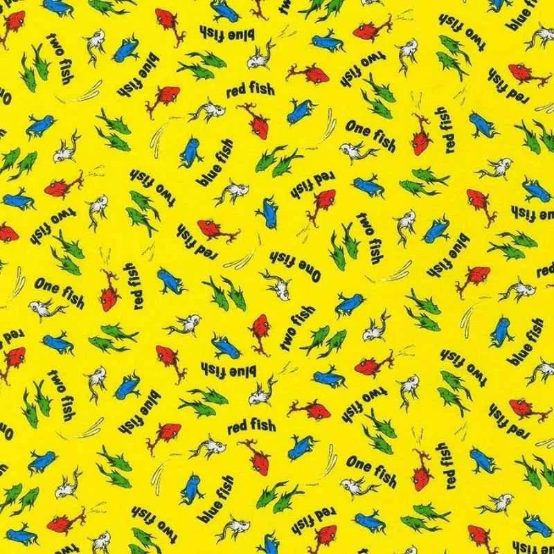 A Little Dr Seuss One Fish Two Fish on Yellow