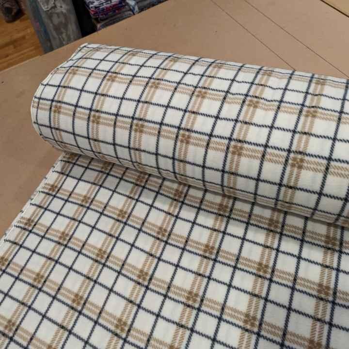 Beige, black and cream Plaid Anti-Pill Polar Fleece