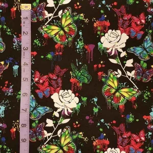Butterfly Fabric, Rose Fabric, 100% Cotton Fabric