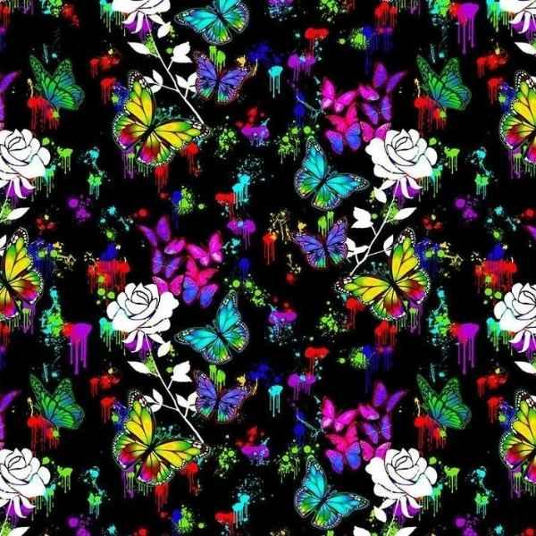 Butterfly Fabric, Rose Fabric, 100% Cotton Fabric