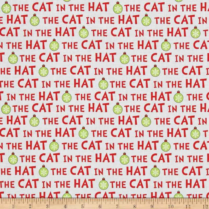 Cat in the Hat Text - Christmas Ornaments | Fabric Design Treasures