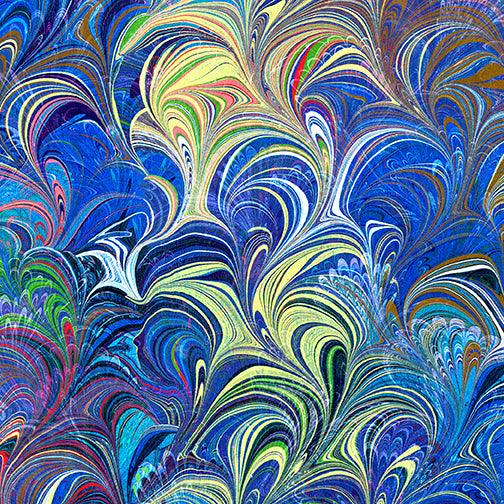 Cosette Blue/Multi Poured Color Benartex