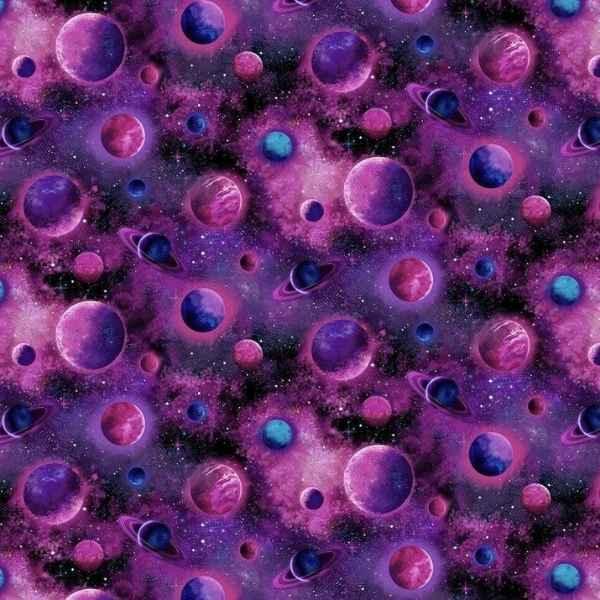 Cosmos Fabric, Pink Purple Planets, Planet Fabric