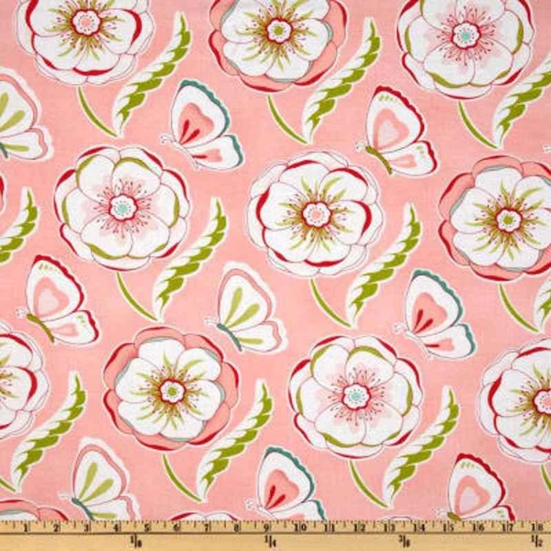 Floral Fabric, Bella Butterfly Butterflies & Blossoms Pink