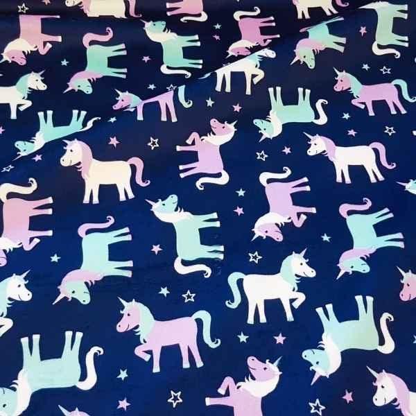 Funkins Toss Unicorns on Navy Red Pine Minky 1/2 Yard