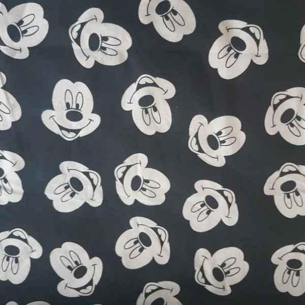 Mickey Mouse FLANNEL, Toss Mickey on Black Flannel fabric