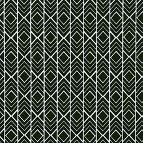 Modern White Geometrical Pattern Fabric in Pepper (Navy)
