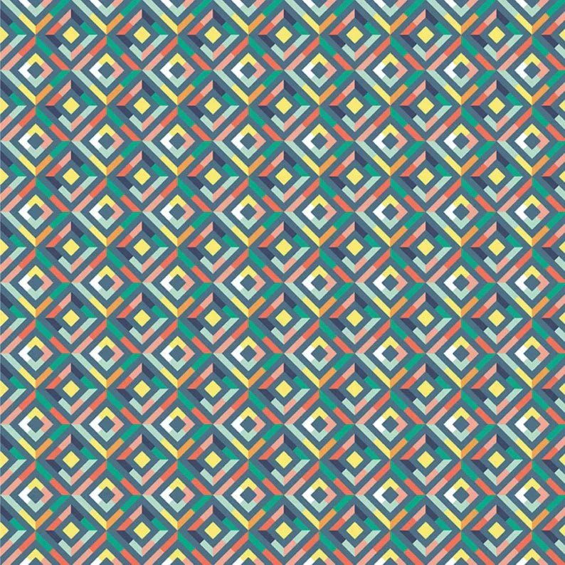 Multi-Coloured Kaleidoscope on Blue