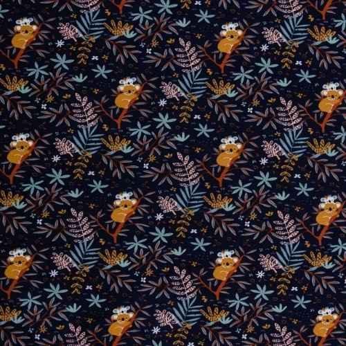 Organic Jersey, Oeko-Tex Standard 100 - Koala on Navy | Fabric Design Treasures