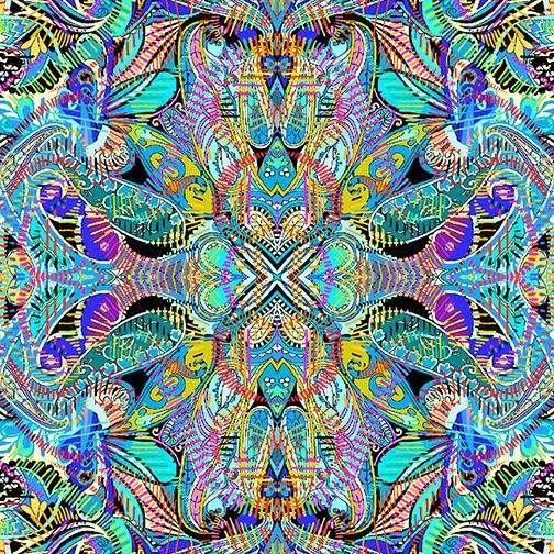 Paula Nadelstern Concertina Blue/Multi (Duets) Benartex | Fabric Design Treasures