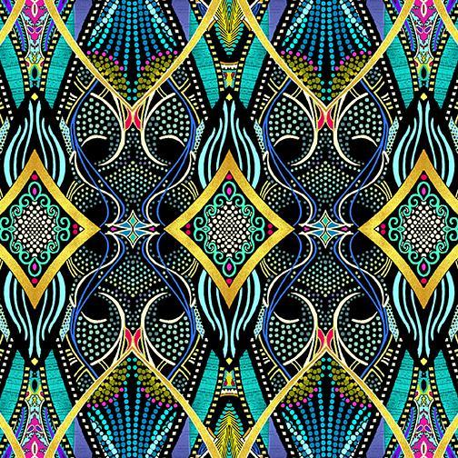 Paula Nadelstern Windows Blue/Multi (Duets) Benartex | Fabric Design Treasures