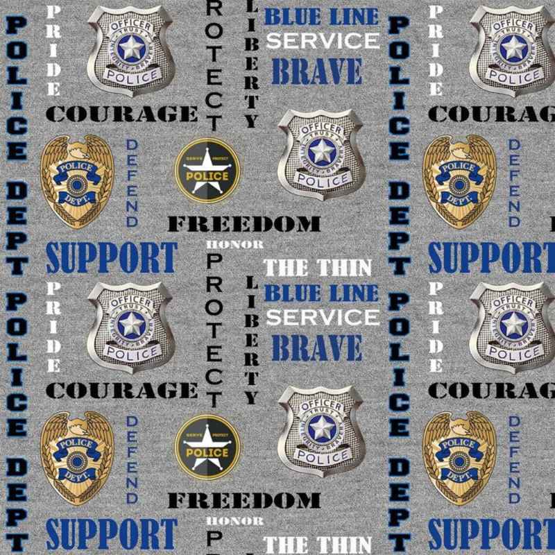 Police Fabric by the Yard, Police Department, Gray