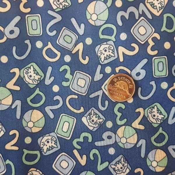 PUL Fabric Numbers Laminated Waterproof Fabric Navy | Fabric Design Treasures