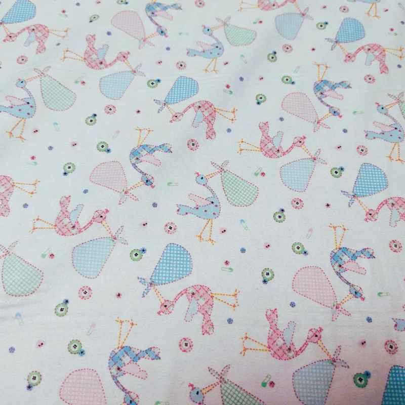 Stork Nursery FLANNEL in pastel colors | Fabric Design Treasures