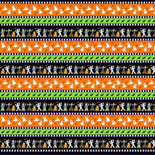 Striped Halloween fabric Glow In the Dark | Fabric Design Treasures