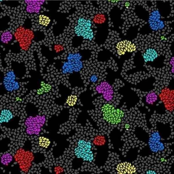 Wide Quilt Back Fabric, Geo Floral in Black | Fabric Design Treasures