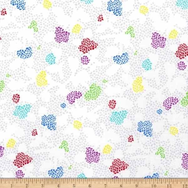 Geo Floral Wide Quilt Back Fabric in White by Chelsea DesignWorks, multicolor abstract floral pattern on white, 108" wide 100% cotton fabric