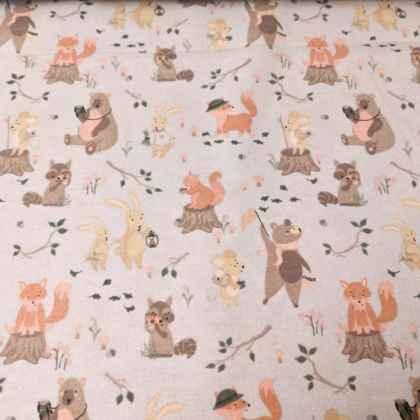 Woodland Animals FLANNEL fabric Animal Fun | Fabric Design Treasures